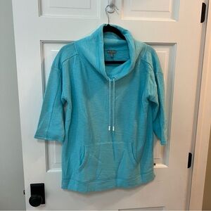 Talbot’s Blue Short-Sleeve Funnel Neck Pullover Top - Medium Petite MP - NWT